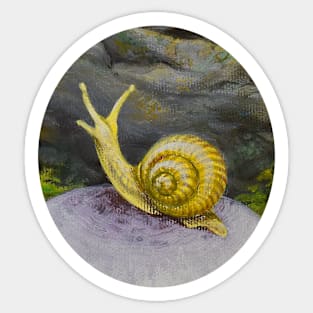 Painted Yellow Snail Moves Through Life Slowly Sticker